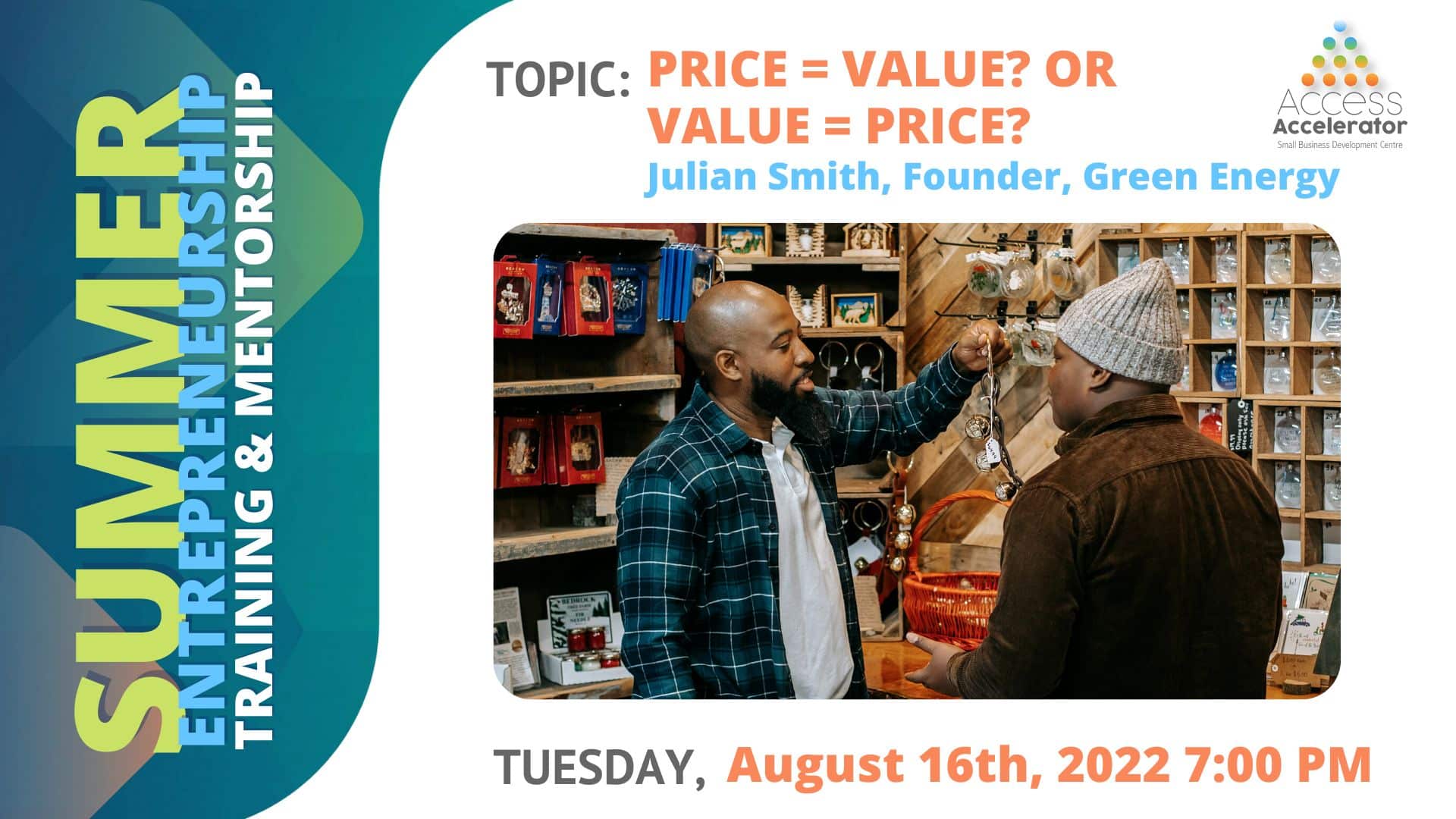 S.E.T. Session 5: Price = Value? or Value = Price graphic flier