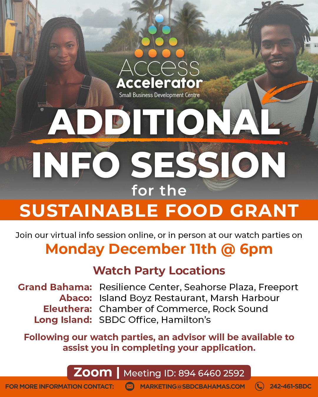 Additional Info Session for the Sustainable Food Grant graphic flier